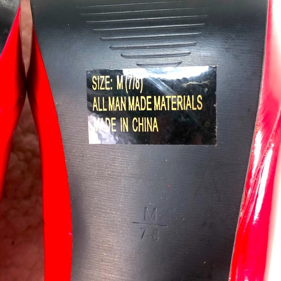 Patent bright red high heels, size M(7/8) with double strap, like new condition - Picture 6 of 6